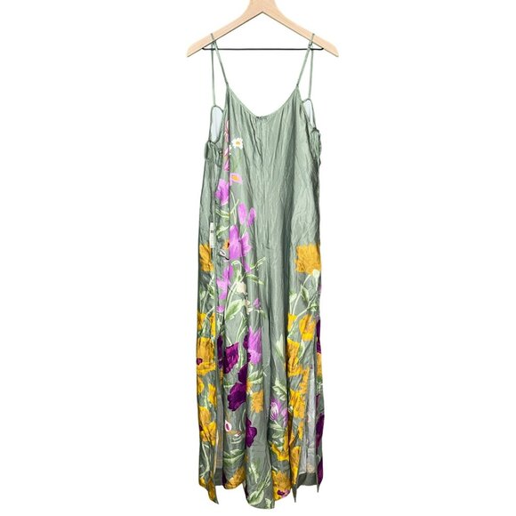 Anthropologie Plus printed wide-leg jumpsuit green Women's Plus 1X - Picture 4 of 13